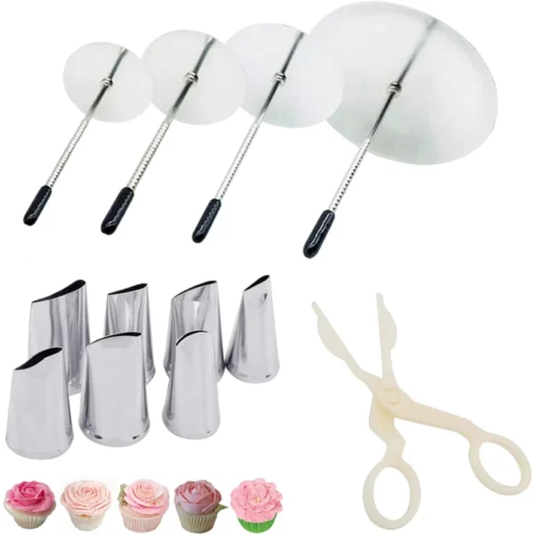12PCS Rose Nozzles Decorating Set Professional Buttercream Tools for Cakes Cupcakes Cake Decorating