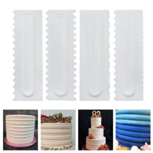 4PCS Comb Scraper Comb Smoothing Tool Scraper Baking Tools Plastic Serrated Cake Scraper Edge Tool