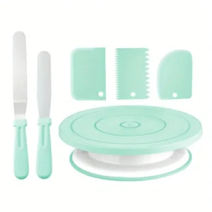 6 Piece Cake Decorating Set   Turntable  Scrapers  Spatulas