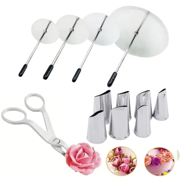 12PCS Rose Nozzles Decorating Set Professional Buttercream Tools for Cakes Cupcakes Cake Decorating