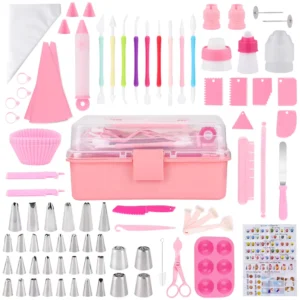 138 Piece PINK Baking Kit   Complete Cake Decorating Set   Russian Nozzles  Silicone Bags   Tools