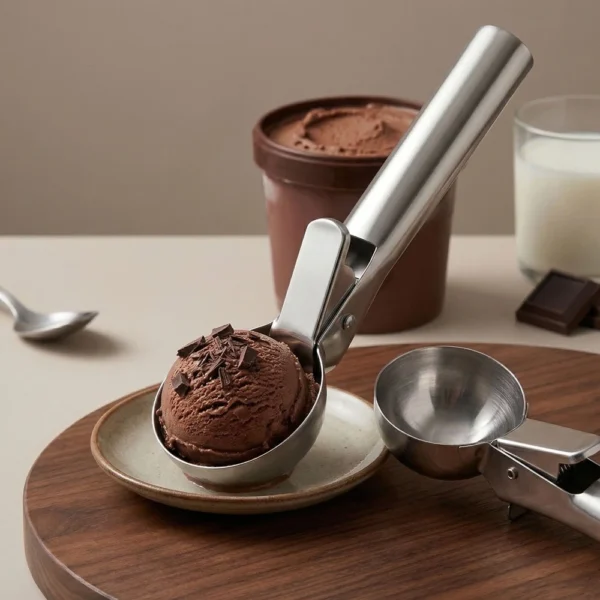 my-11134207-820l5-mm05veotw0ld84.webp 1pc of Stainless Steel Dual Purpose Ice Cream Scoop Ball Scooper And Multifunctional Fruit Scoop