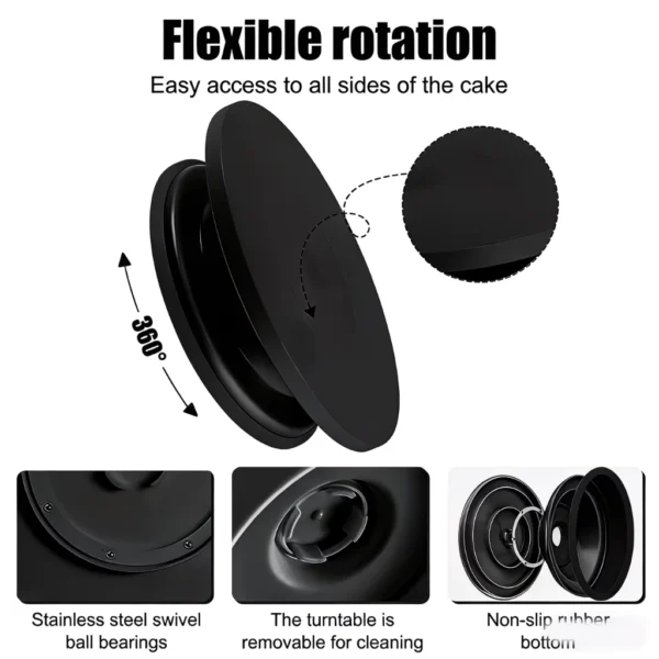 my-11134207-820l8-mleqtxfnrjsz8e.webp 6PCS Cake Turntable Set with Spatulas Scraper Black Rotating Stand for Smooth Frosting Baking Tools
