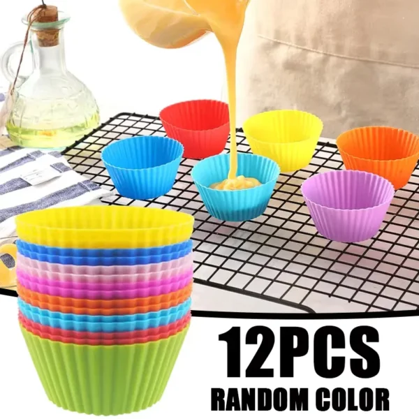 my-11134207-820la-mfs1qoukts7d4f.webp 12PCS Silicone Muffin Cups Set Food Grade Reusable Baking for Oven Microwave Non Stick Cupcake Mold