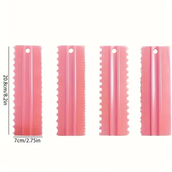 4PCS Cake Scraper Smoother Set Food Grade Plastic Icing Spatula for Fondant Baking Decorating Tools