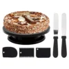 my-11134207-820lb-mleqtxfn7vuq2f.webp 6PCS Cake Turntable Set with Spatulas Scraper Black Rotating Stand for Smooth Frosting Baking Tools