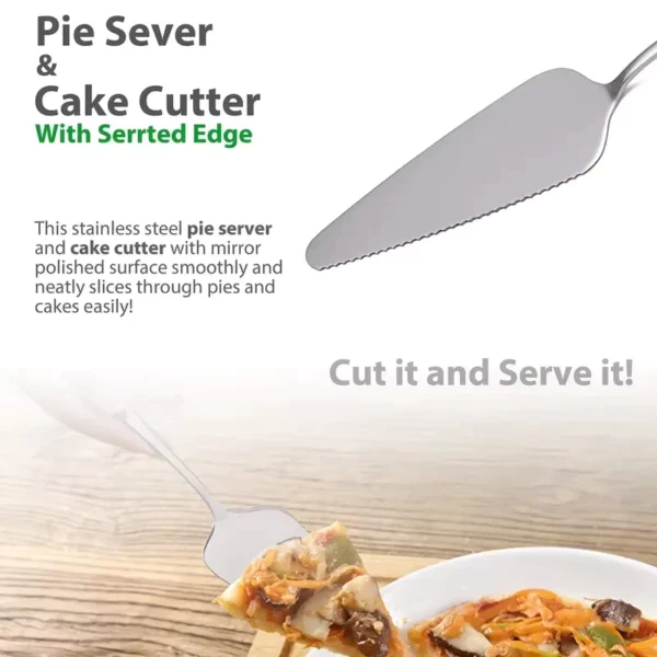 1PC Stainless Steel Serrated Cake Pizza Cutter All in One Slicer Dishwasher Safe Kitchen Baking Tool