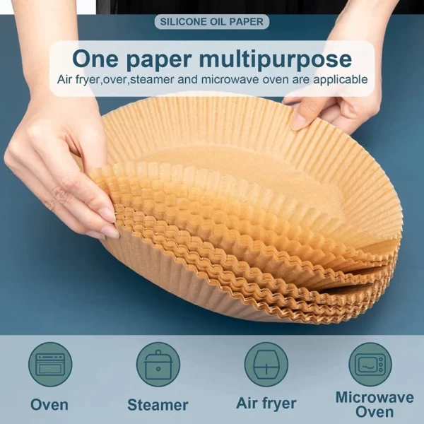 sg-11134201-22120-vmeik4svtwkva8.webp 50PCS Disposable Air Fryer Paper Round Parchment Paper Liners Food Grade Oil Proof Baking Paper