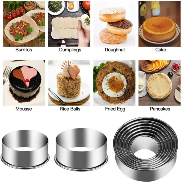 12pcs Set Stainless Steel Round Cutter Cookie Moulds Mousse Cake Ring Biscuit Cutting  Baking Tools