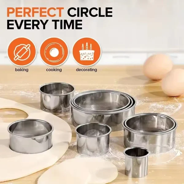 12pcs Set Stainless Steel Round Cutter Cookie Moulds Mousse Cake Ring Biscuit Cutting  Baking Tools