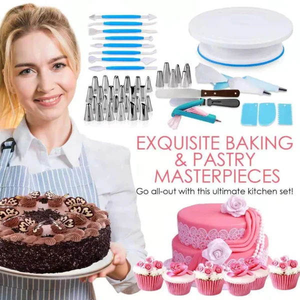 207pcs Cake Decoration Baking Tool Set DIY Cake Cookie Making with Turntable Piping Nozzle  Scrapers
