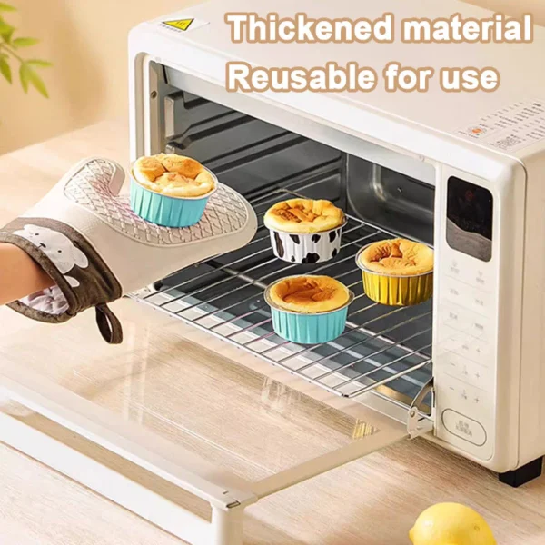 50PCS Aluminium Foil Cake Box with Cap Reusable Baking Pudding Cake Mould Air Fryer Cupcake Cup