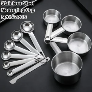 Full Stainless Steel Measuring Spoon 7pcs Set Measuring Cup 5pcs Set Kitchen Baking Tools