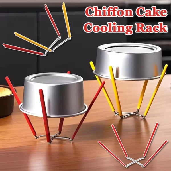 Chiffon Cake Cooling Rack Stainless Steel Cake Stand with Stable Four Claws Foldable Baking Holder