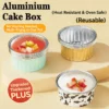 50PCS Aluminium Foil Cake Box with Cap Reusable Baking Pudding Cake Mould Air Fryer Cupcake Cup