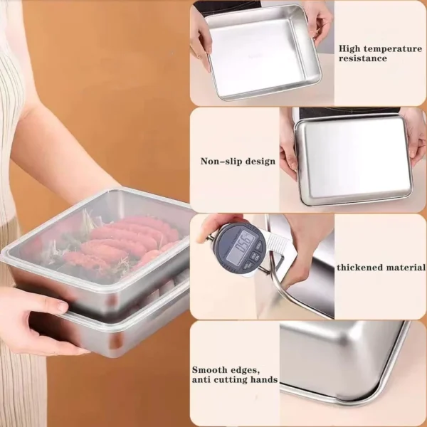 Stainless Steel Container Tiramisu Tray with Lid Cake Shaping Container Home Dessert Baking Tools