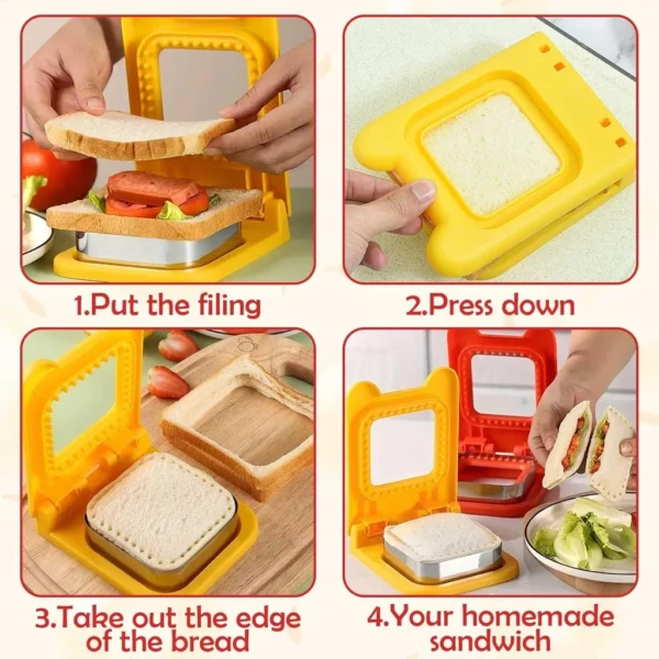 Sandwich Cutter and Sealer DIY Sandwich Cutting Tool for Kids Lunch Multiple Shape Baking Tools