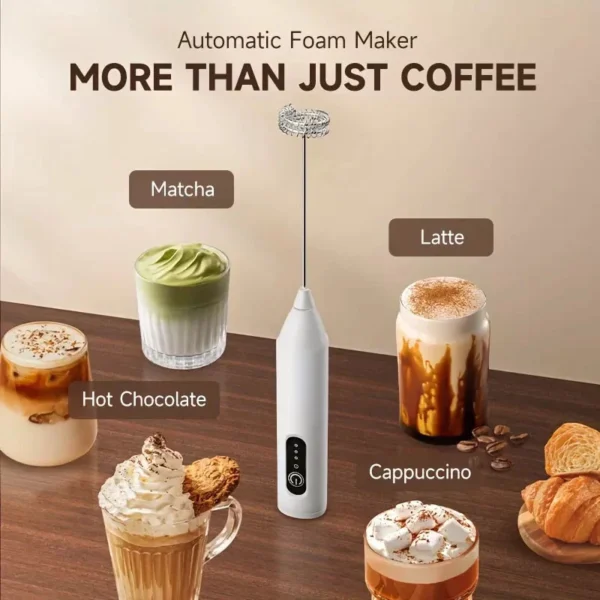 3 Speed Wireless Milk Frother Electric USB Charging Handheld Coffee Stirrer Egg Beater Baking Tool