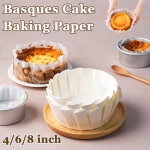 50PCS Each Size No Folding Required Basques Cake Baking Paper Oven Air Fryer Oilproof Cake Pan Liner